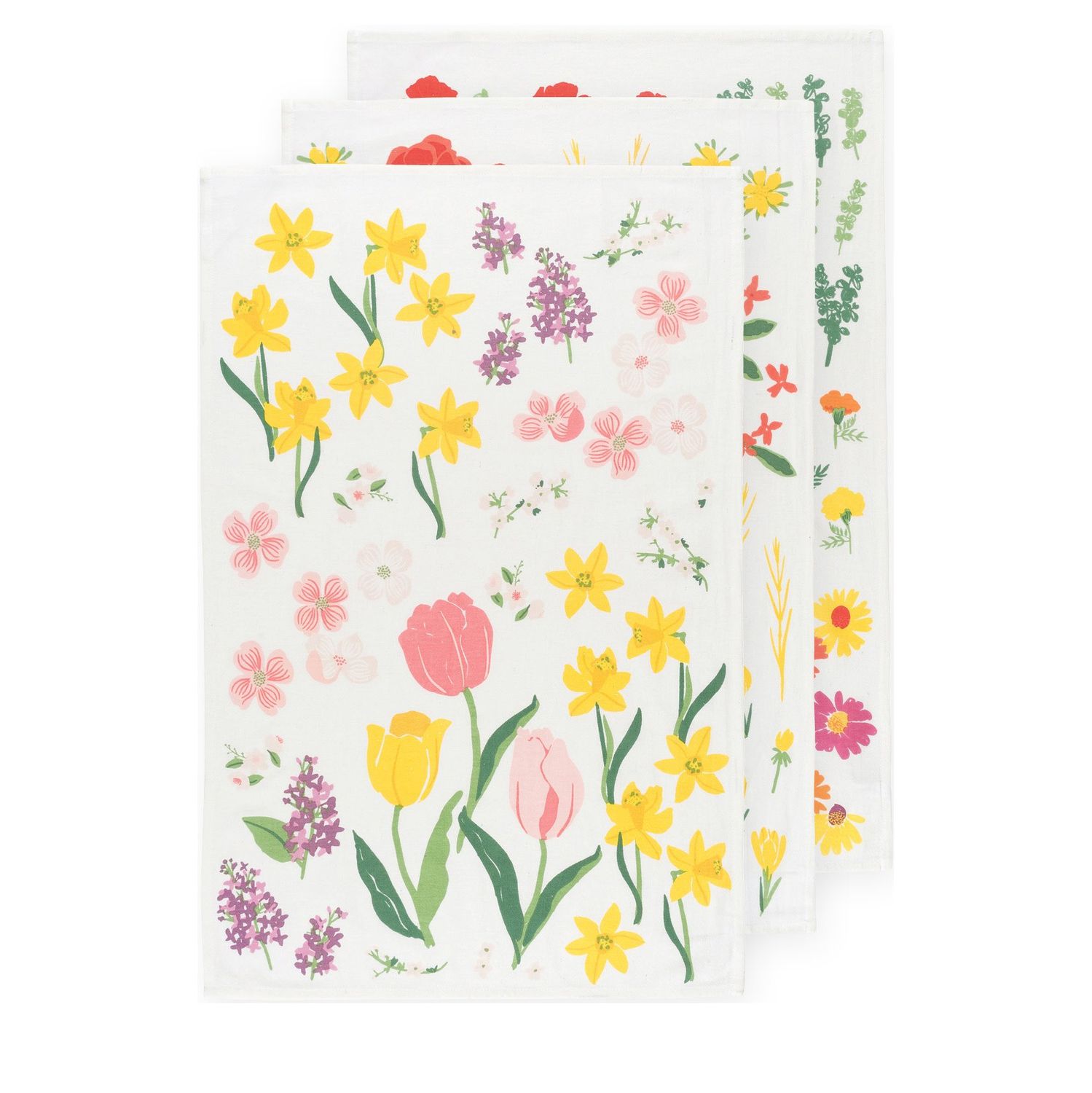 Flowers Flour Sack Towels, set of 3