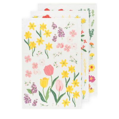Flowers Flour Sack Towels, set of 3