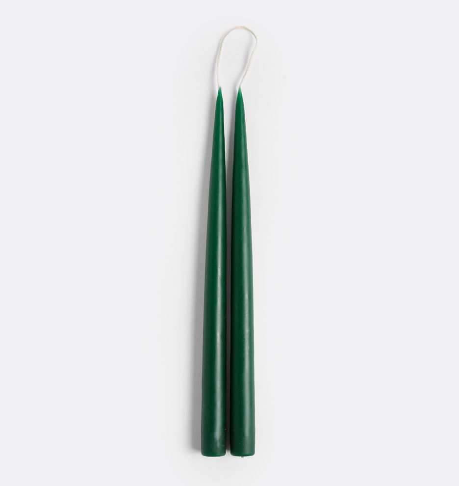 13" Forest Green Candles, set of 2