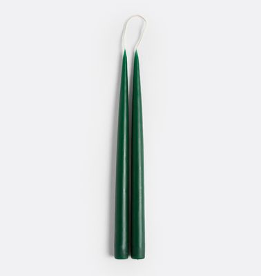 13" Forest Green Candles, set of 2