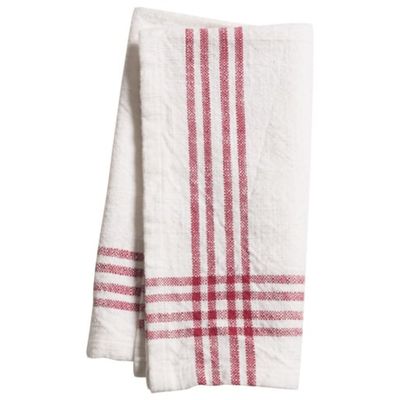 White Napkin with Red Stripe