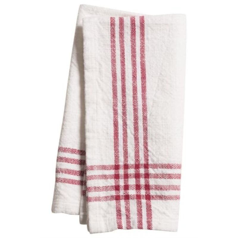 White Napkin with Red Stripe