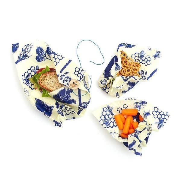 Bees &amp; Bears Print Beeswax Lunch Wrap Kit
