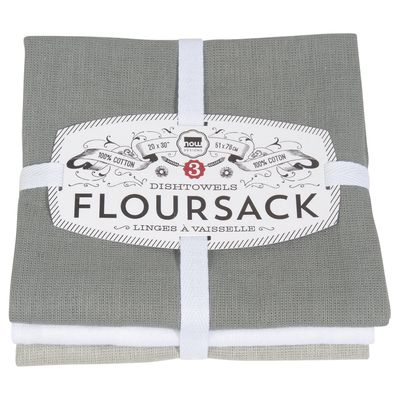 Grey Flour Sack Towels, set of 3