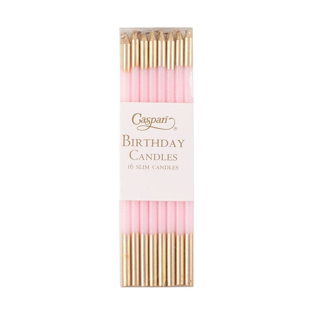 Petal Pink &amp; Gold Birthday Candles, set of 16