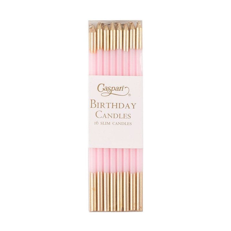 Petal Pink &amp; Gold Birthday Candles, set of 16