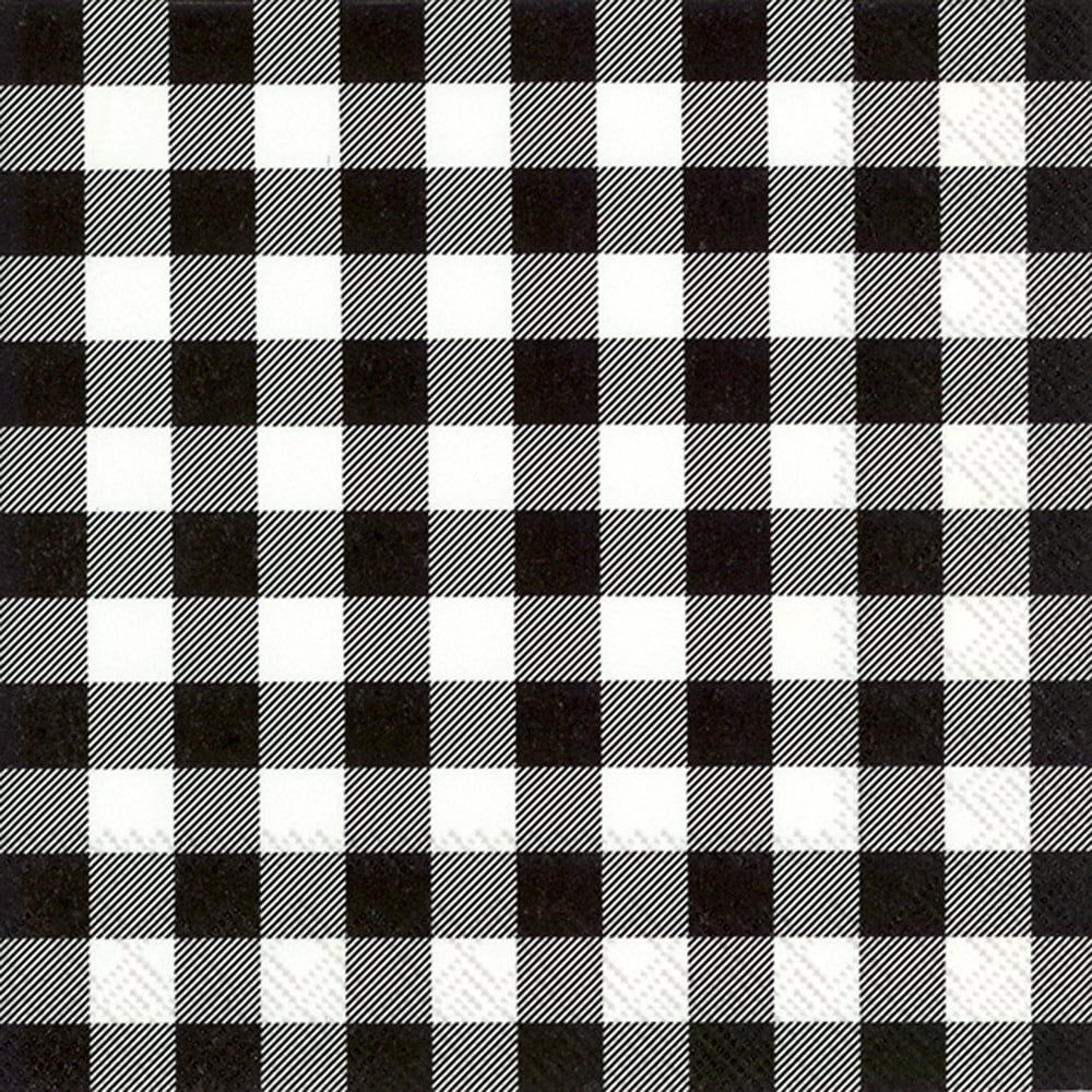 Black &amp; White Gingham Lunch Napkins, set of 20