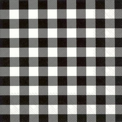 Black &amp; White Gingham Lunch Napkins, set of 20