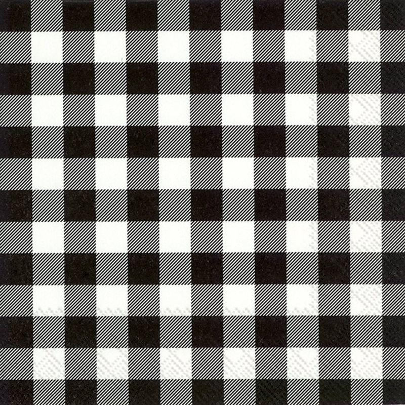 Black &amp; White Gingham Lunch Napkins, set of 20