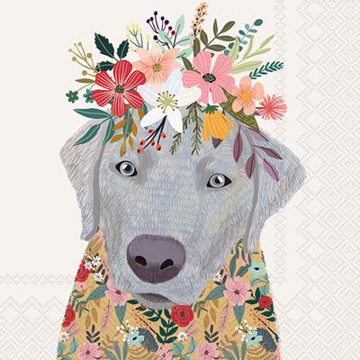 Floral Dog Cocktail Napkins, set of 20