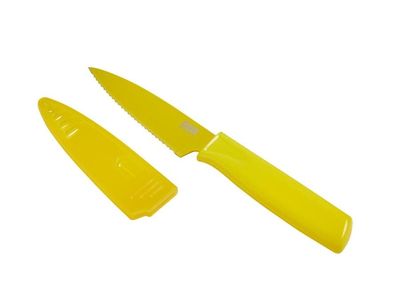 Lemon Yellow Serrated Paring Knife