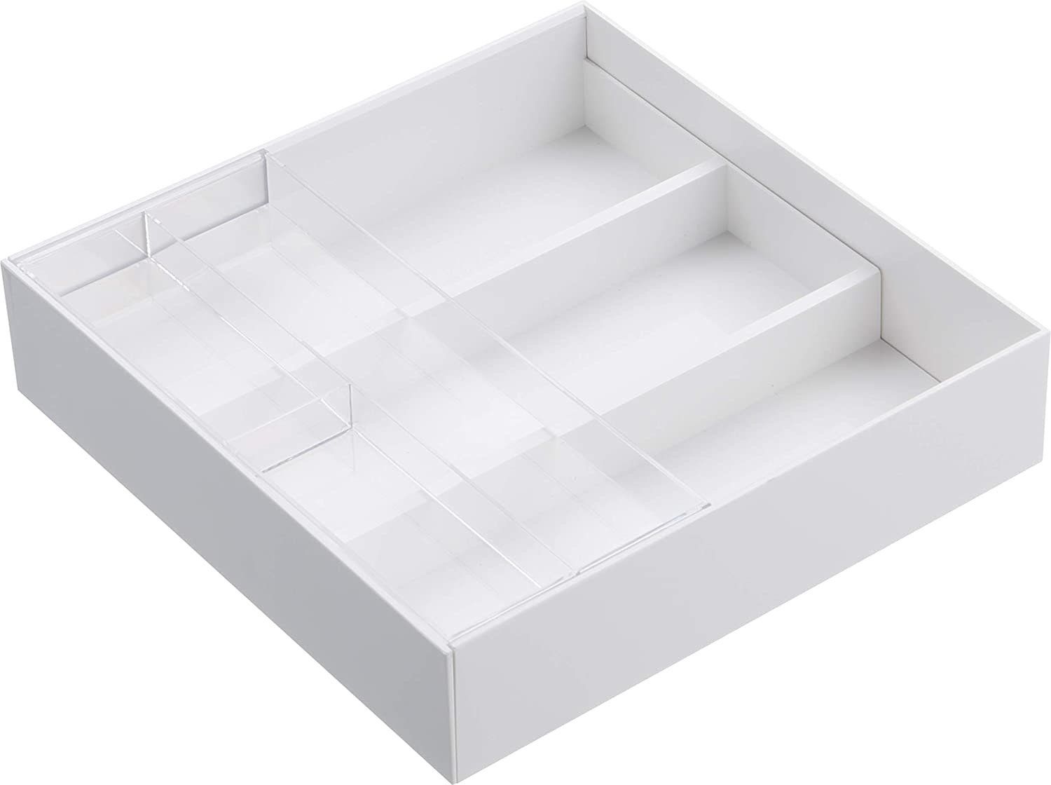 Expandable White Flatware Tray