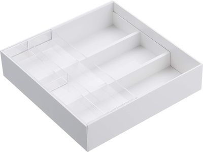 Expandable White Flatware Tray