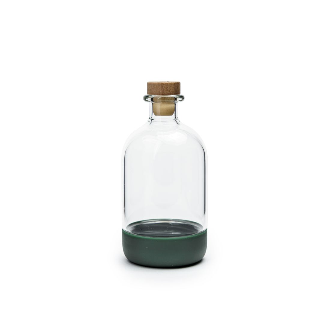 15oz Basil Green Short Infusing Bottle with Lid &amp; Pour Spout