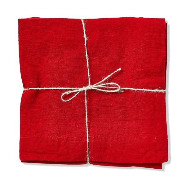 Red Slub Napkins, set of 4