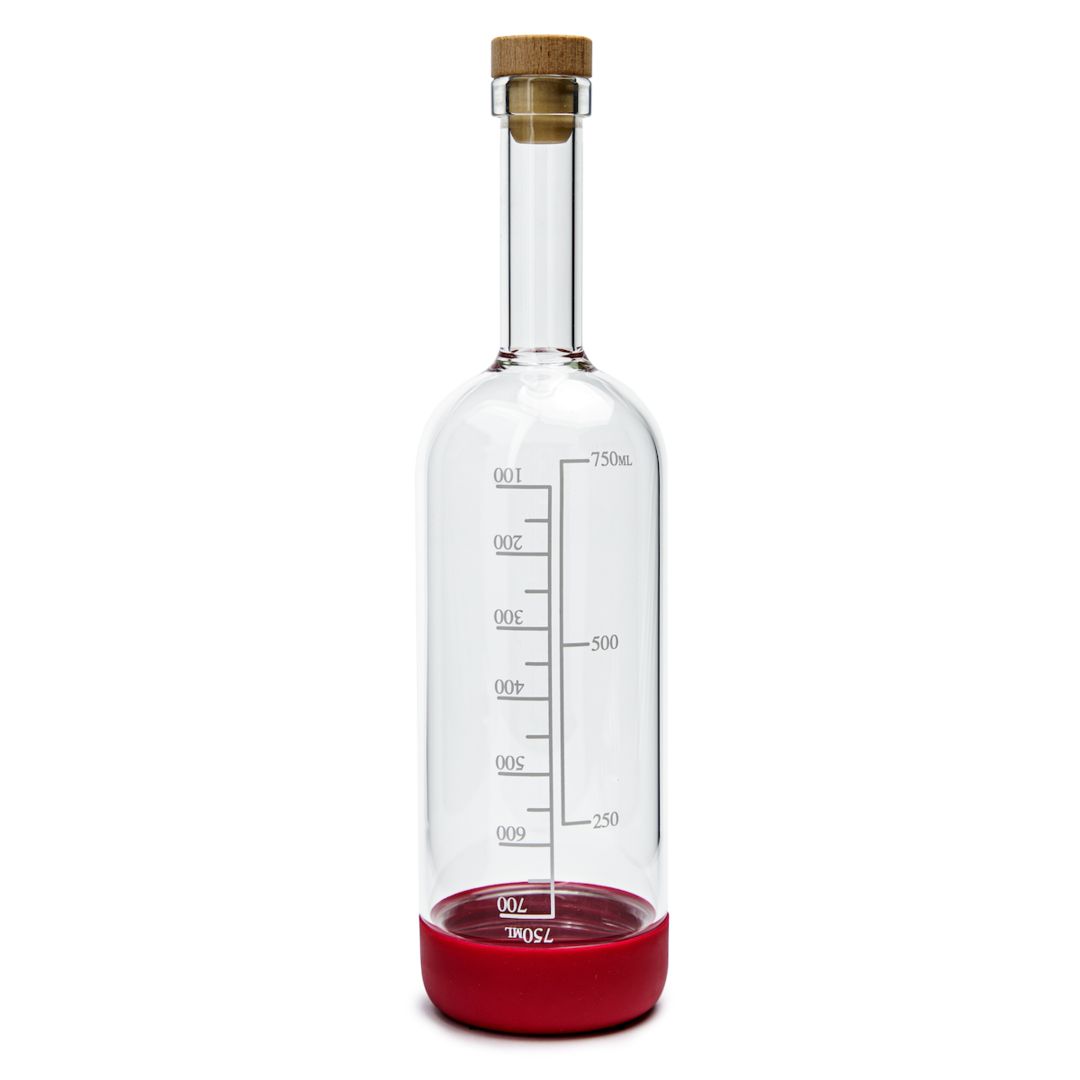 Merlot Red Infusing Bottle with Measurements and Lid &amp; Pour Spout