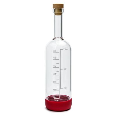 Merlot Red Infusing Bottle with Measurements and Lid &amp; Pour Spout
