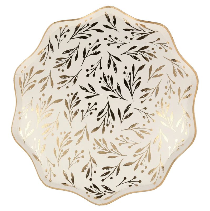 Gold Leaf Dinner Plates, set of 8