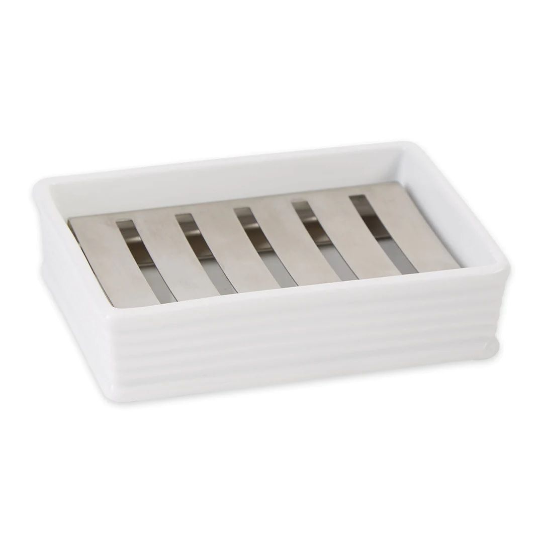 White &amp; Stainless Soap Dish