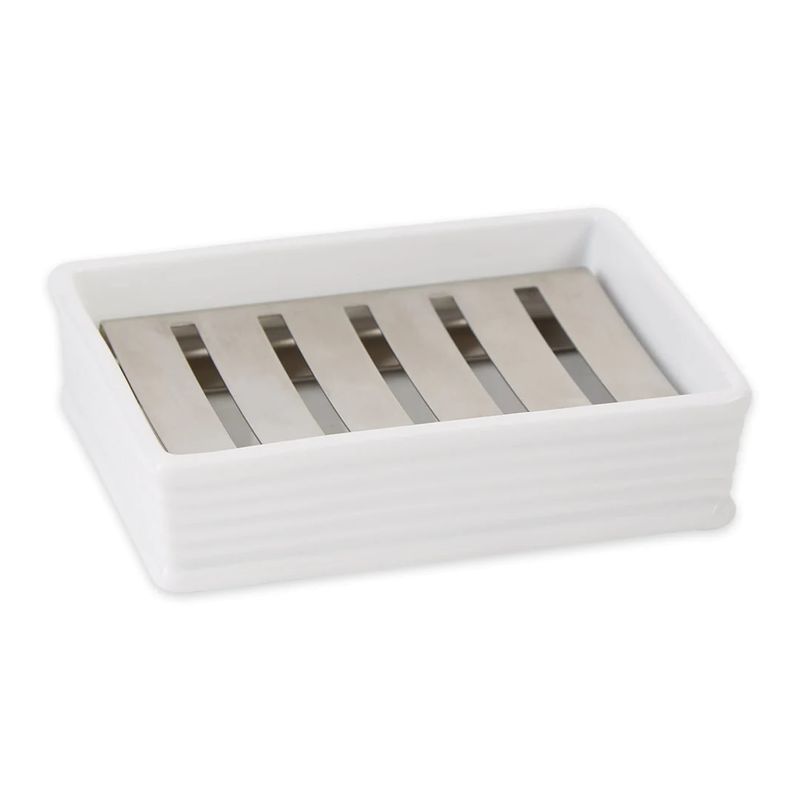 White &amp; Stainless Soap Dish