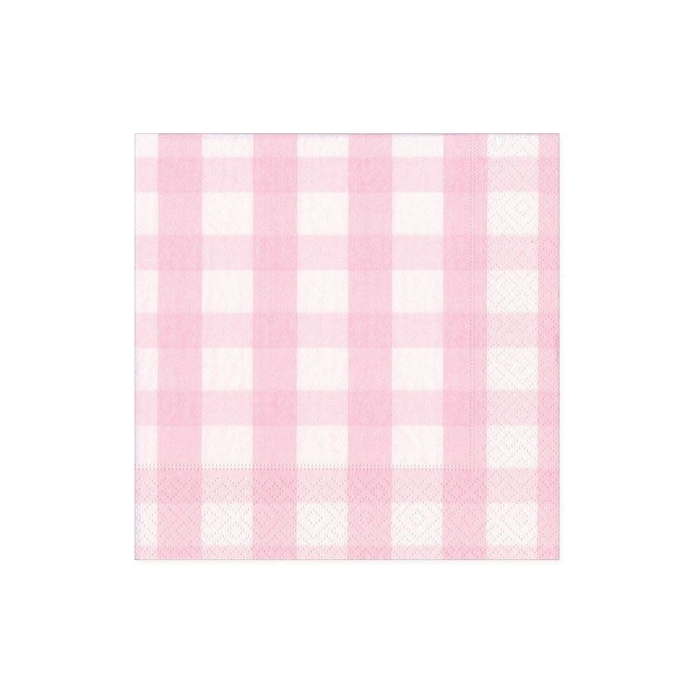 Pink Gingham Cocktail Napkins