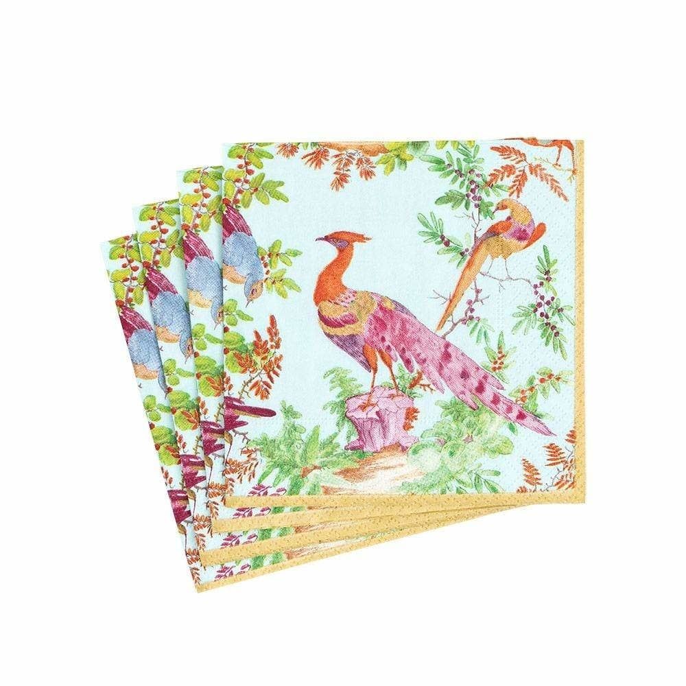 Chelsea Birds Celadon Paper Cocktail Napkins