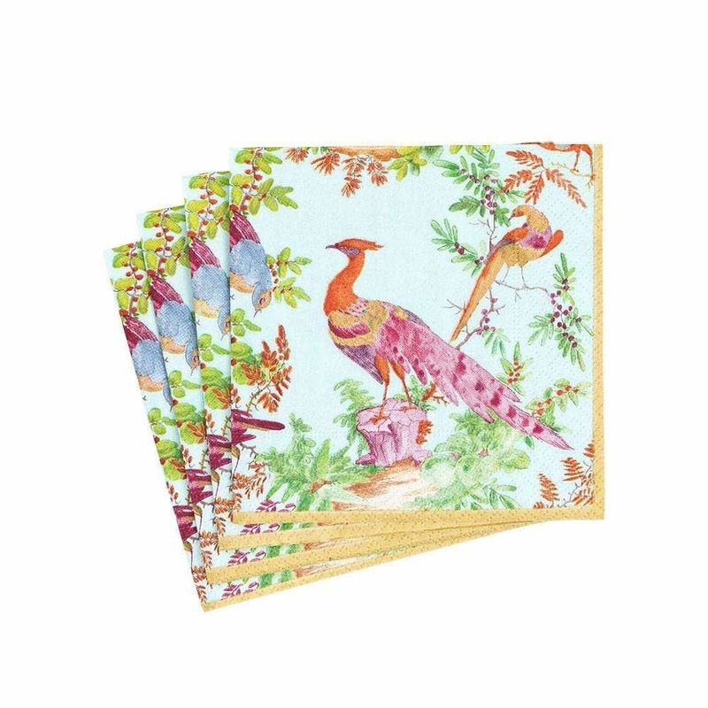 Chelsea Birds Celadon Paper Cocktail Napkins