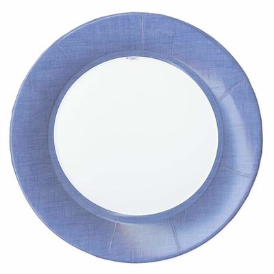 Linen Blue Paper Dinner Plates, set of 8