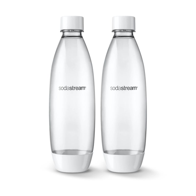 Dishwasher Safe Slim White Sodastream Bottles, set of 2