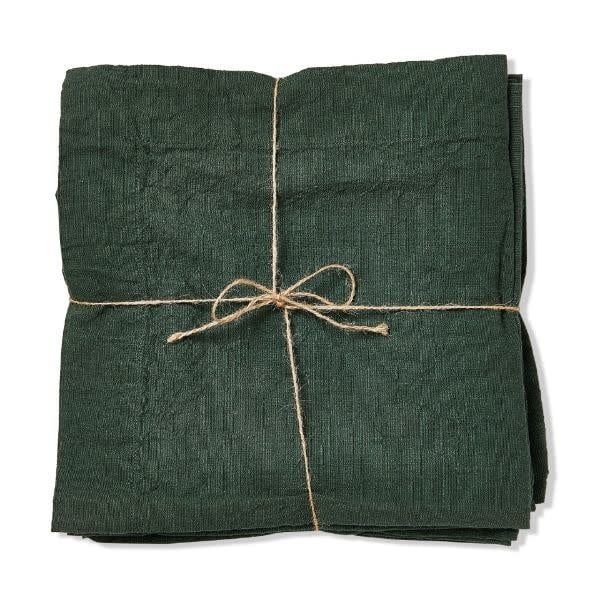 Dark Green Slub Napkins. set of 4