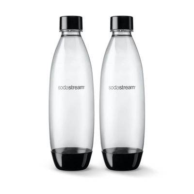 1 liter Slim Black Dishwasher Safe Sodastream Bottles, set of 2