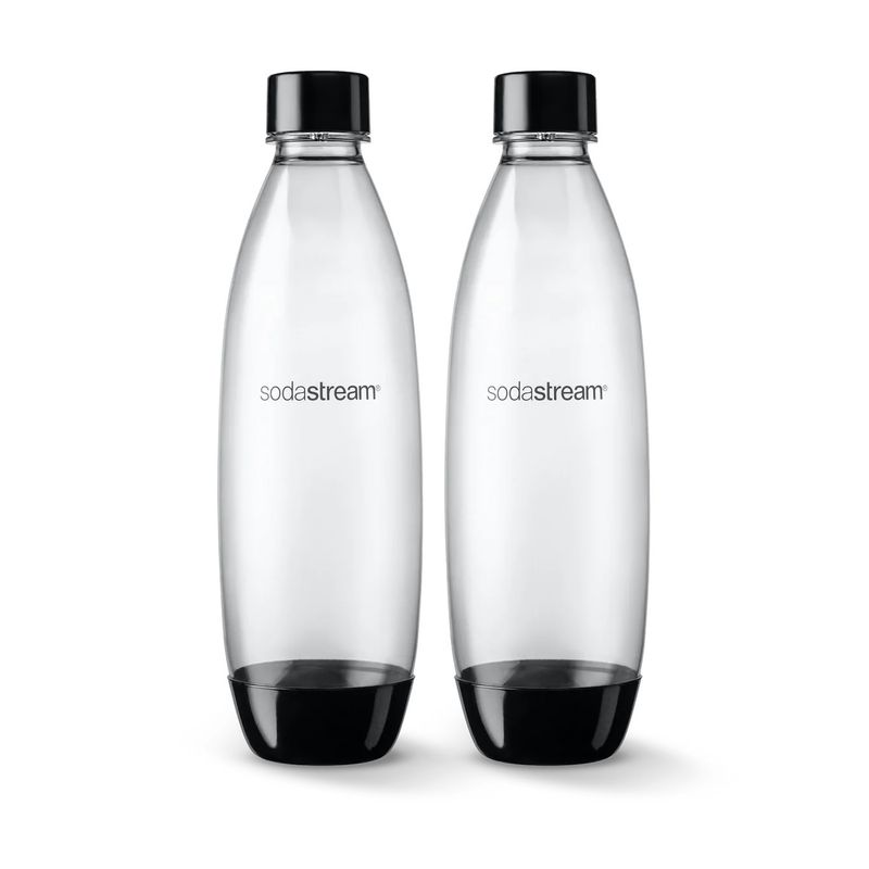 1 liter Slim Black Dishwasher Safe Sodastream Bottles, set of 2