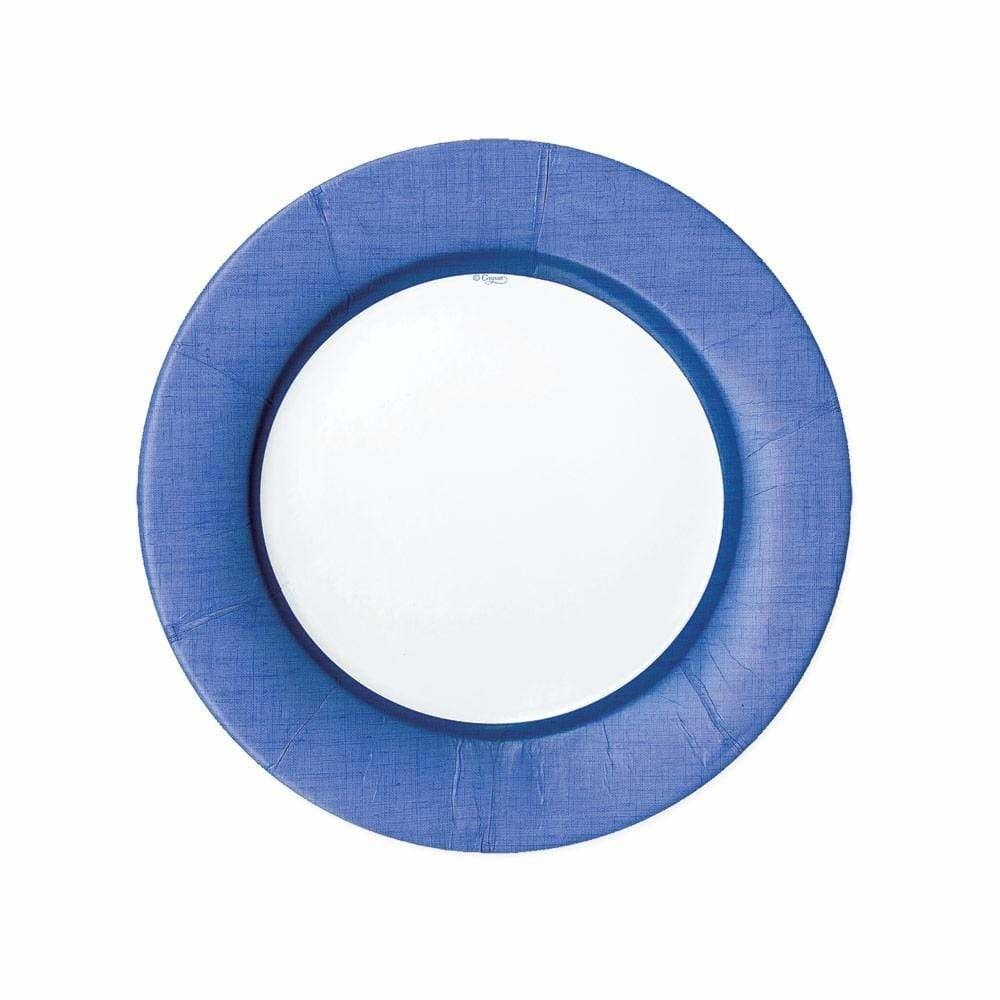 Blue Linen Paper Dessert Plates, set of 8