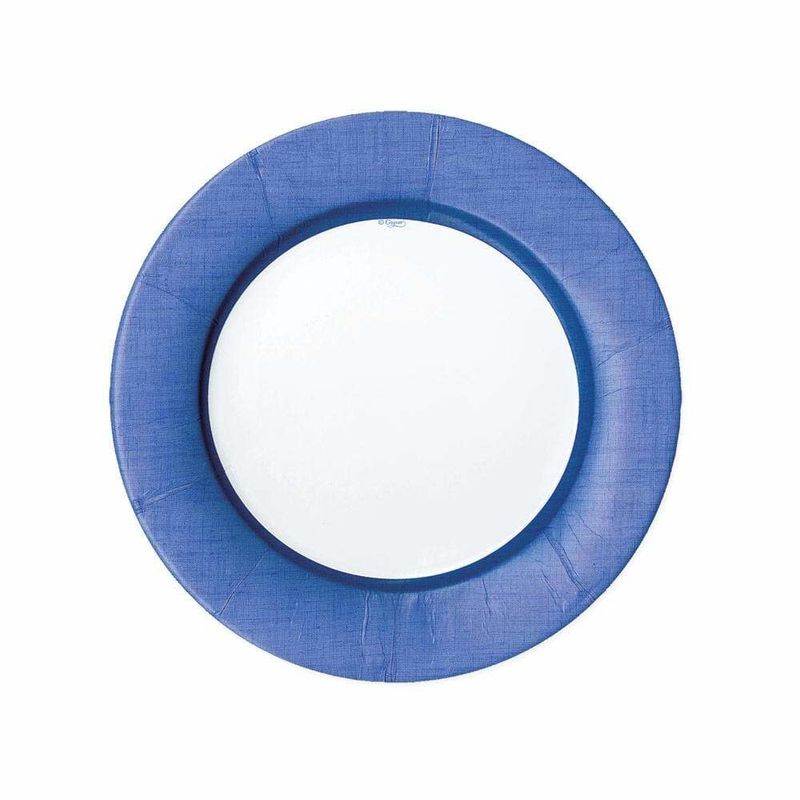 Blue Linen Paper Dessert Plates, set of 8