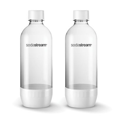 1 liter White Sodastream Bottles, set of 2