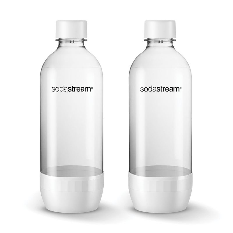 1 liter White Sodastream Bottles, set of 2