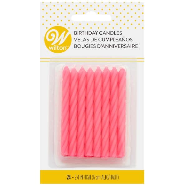 Bright Pink Birthday Candles set of 12