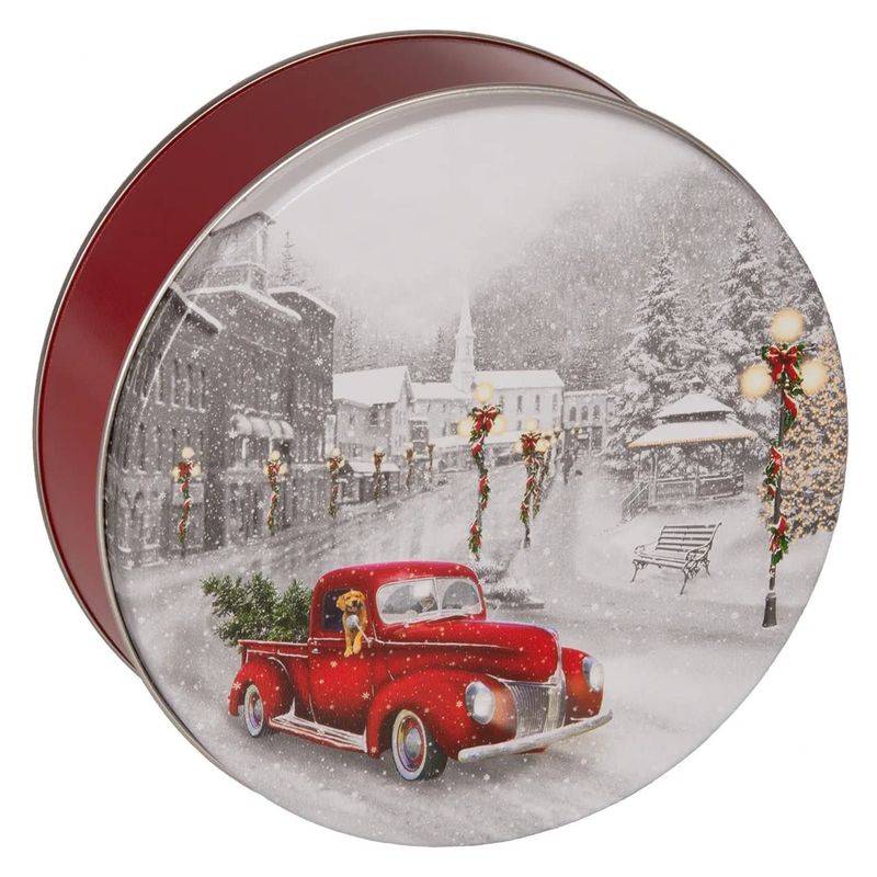 6.5x2" Snowy Drive Cookie Tin, 1lb capacity