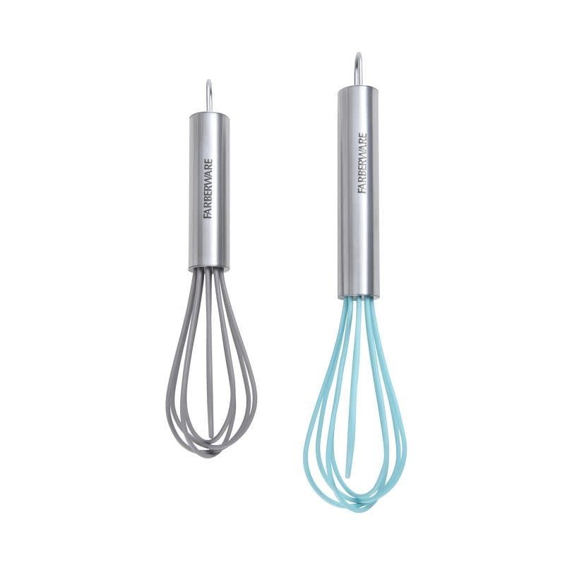 Aqua &amp; Grey Silicone Whisks, set of 2
