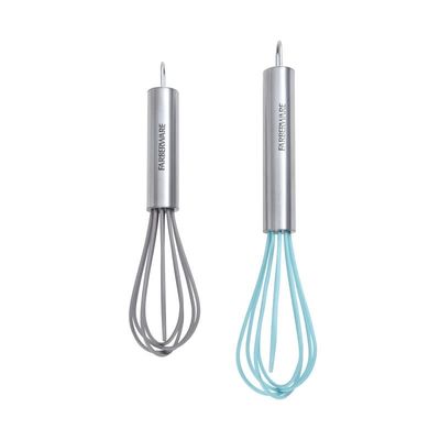 Aqua &amp; Grey Silicone Whisks, set of 2