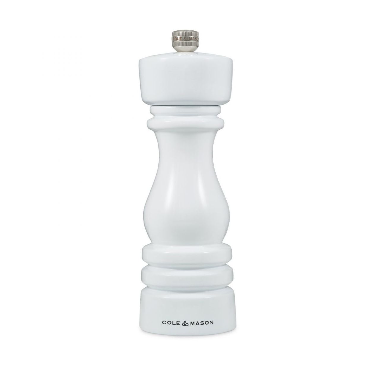 7" White Gloss Pepper Mill