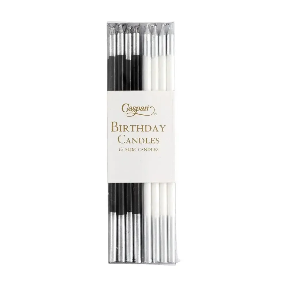 Black &amp; White Birthday Candles, set of 16