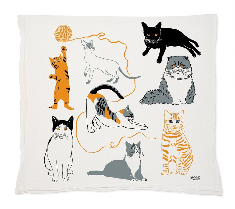 Claudia Pearson Cats Dishtowel
