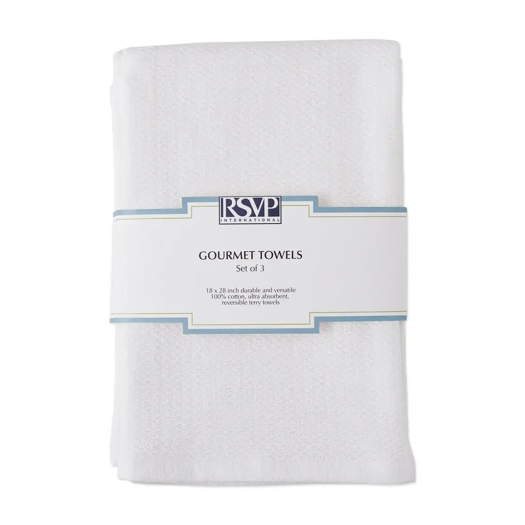 White Terry Dishtowels, set of 3
