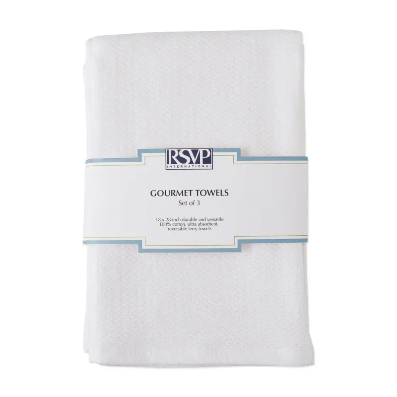 White Terry Dishtowels, set of 3