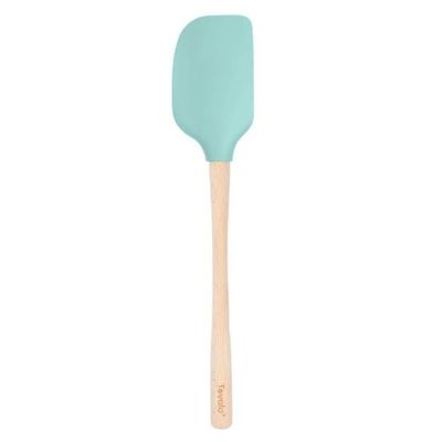 Aqua Silicone Spatula with Wood Handle