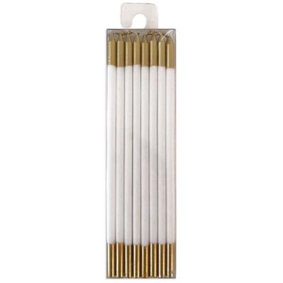 White &amp; Gold Birthday Candles, set of 16
