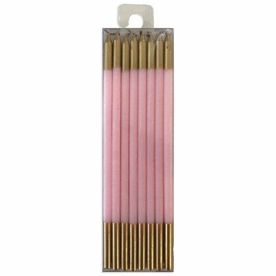 Petal Pink &amp; Gold Birthday Candles, set of 16