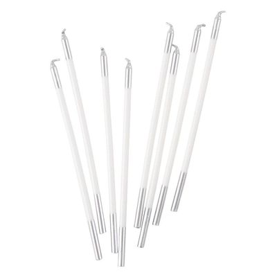 White &amp; Silver Birthday Candles, set of 16