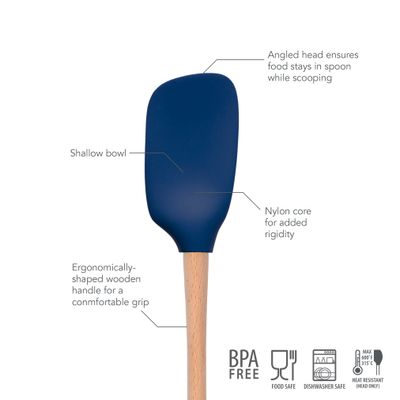 Tovolo Oyster Grey Silicone Spoonula with Wood Handle